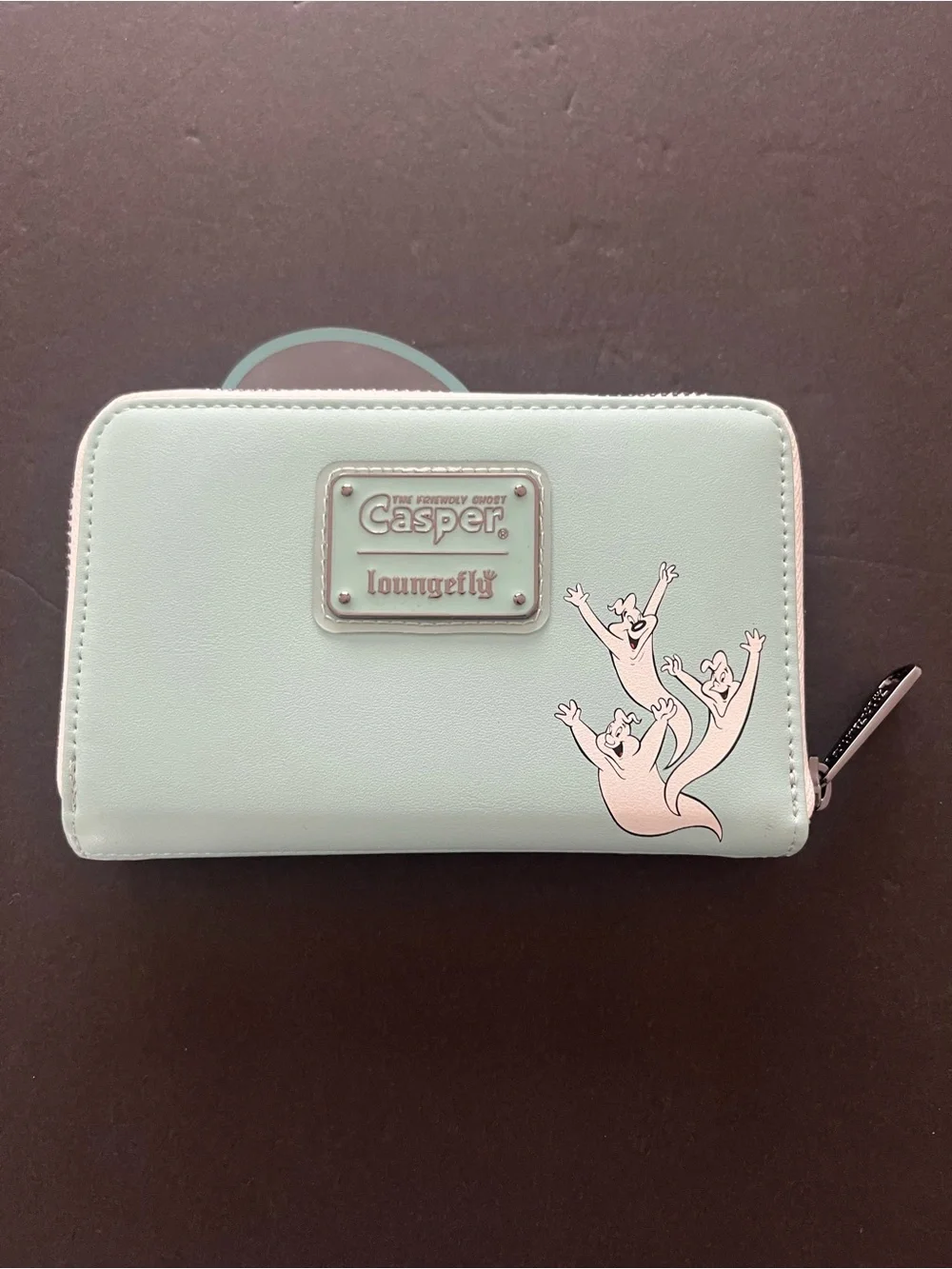 Loungefly White Casper Ghost Zipper Wallet with Aqua Outline -M